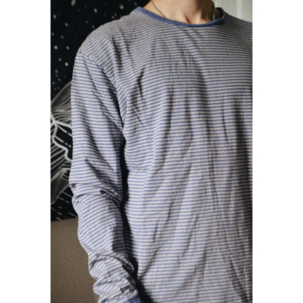 Blue and Grey Striped Long Sleeve